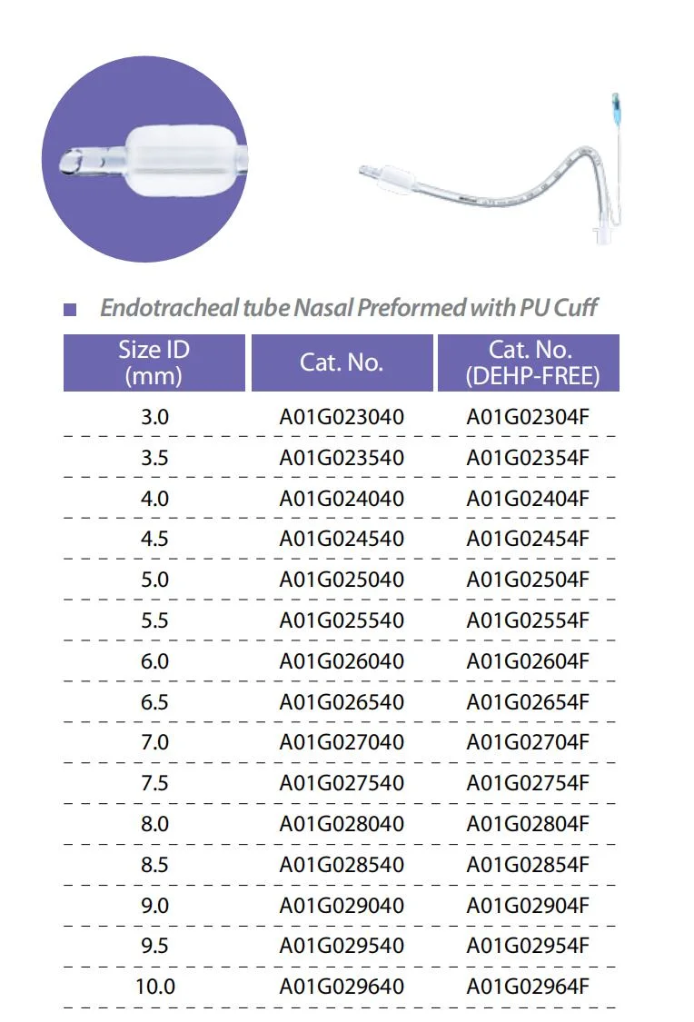 Wholesale Medical Use High Volume Low Pressure Cuff Endotracheal Tube Nasal Preformed