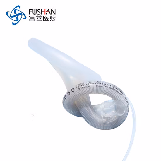 Fushan 2022 고품질 최고 품질 표준 일회용 재사용 가능한 실리콘 PVC 강화 마취 외과용 풍선 후두 마스크 기도 크기